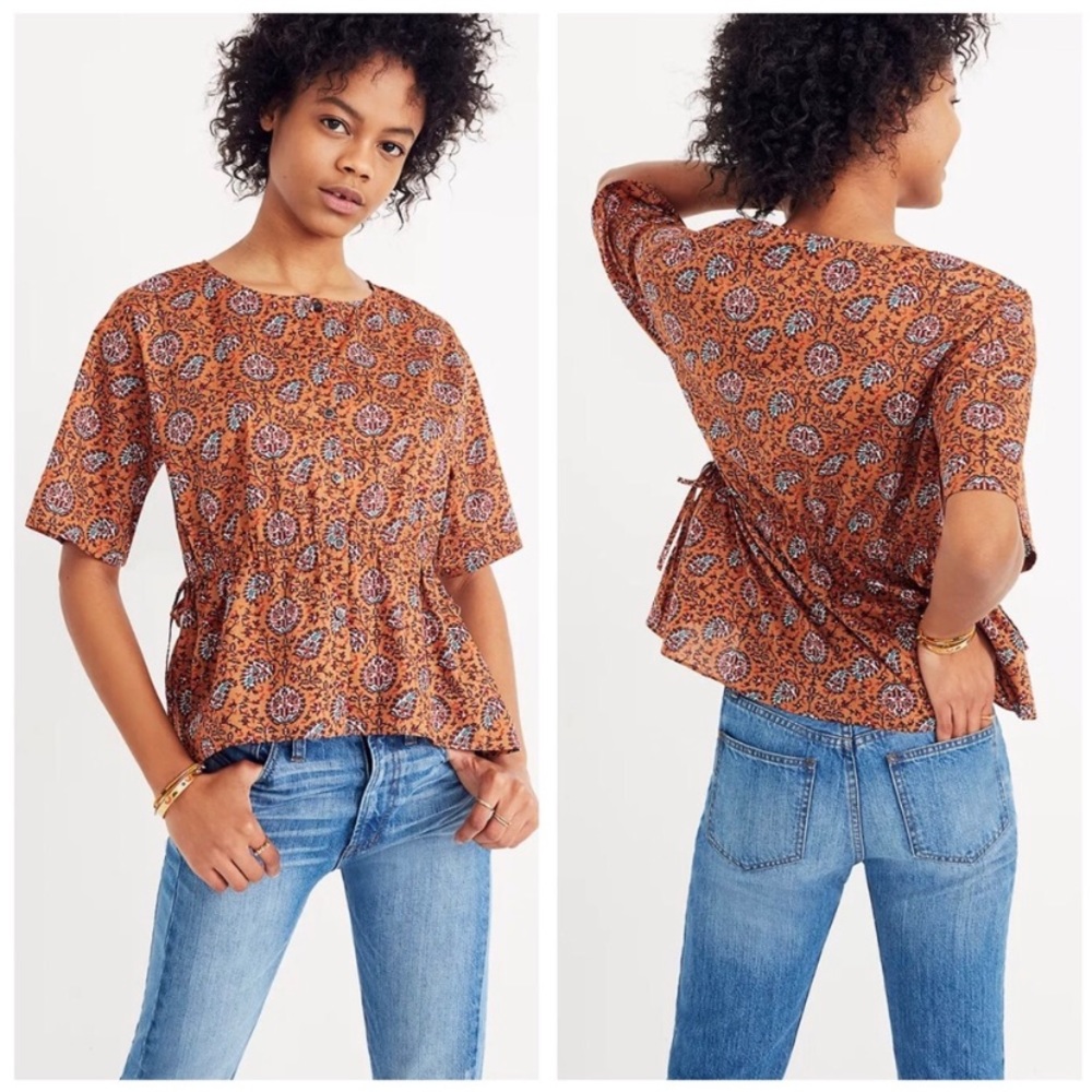 Madewell Paisley Tie Waist Blouse.